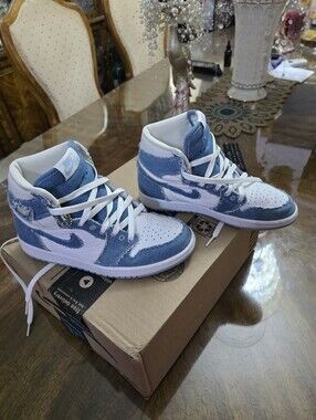 Nike Denim Blue High-Top Sneakers with White Panels